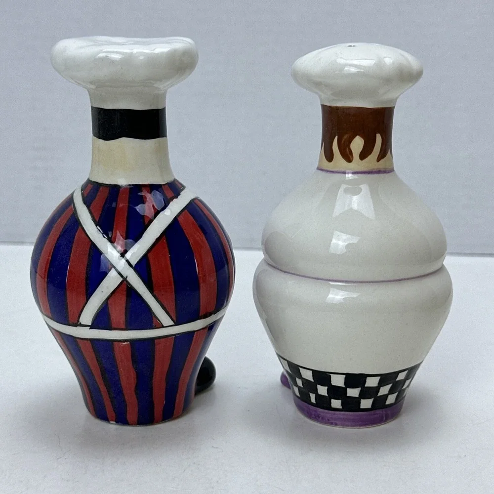 Vintage Mr & Mrs Chef Salt & Pepper Shakers Porcelain Hand Painted